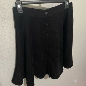 Black Velour Fabric Button Up Circle Skirt